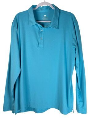 Solbari Sky Blue UPF 50+ Long Sleeve Collared Golf Polo Shirt Men’s Size XXL
